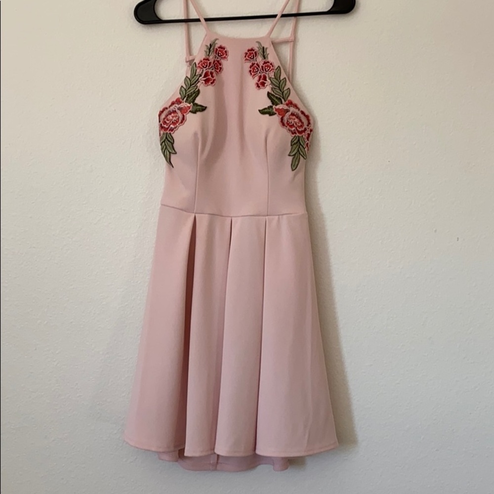 pastel pink dress with flowers